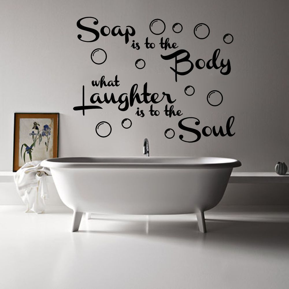 Wall Stickers " What Soap is to The Body Laughter is " Quote Vinyl Decal BATH-50