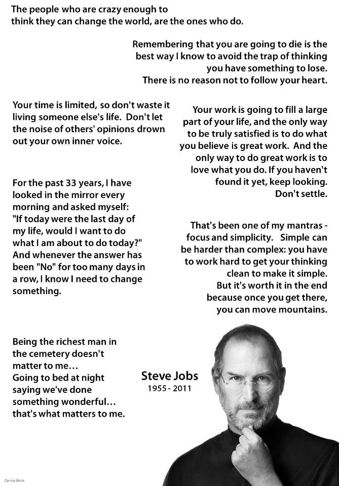 Steve Jobs Quote (About success Stanford speech passion 