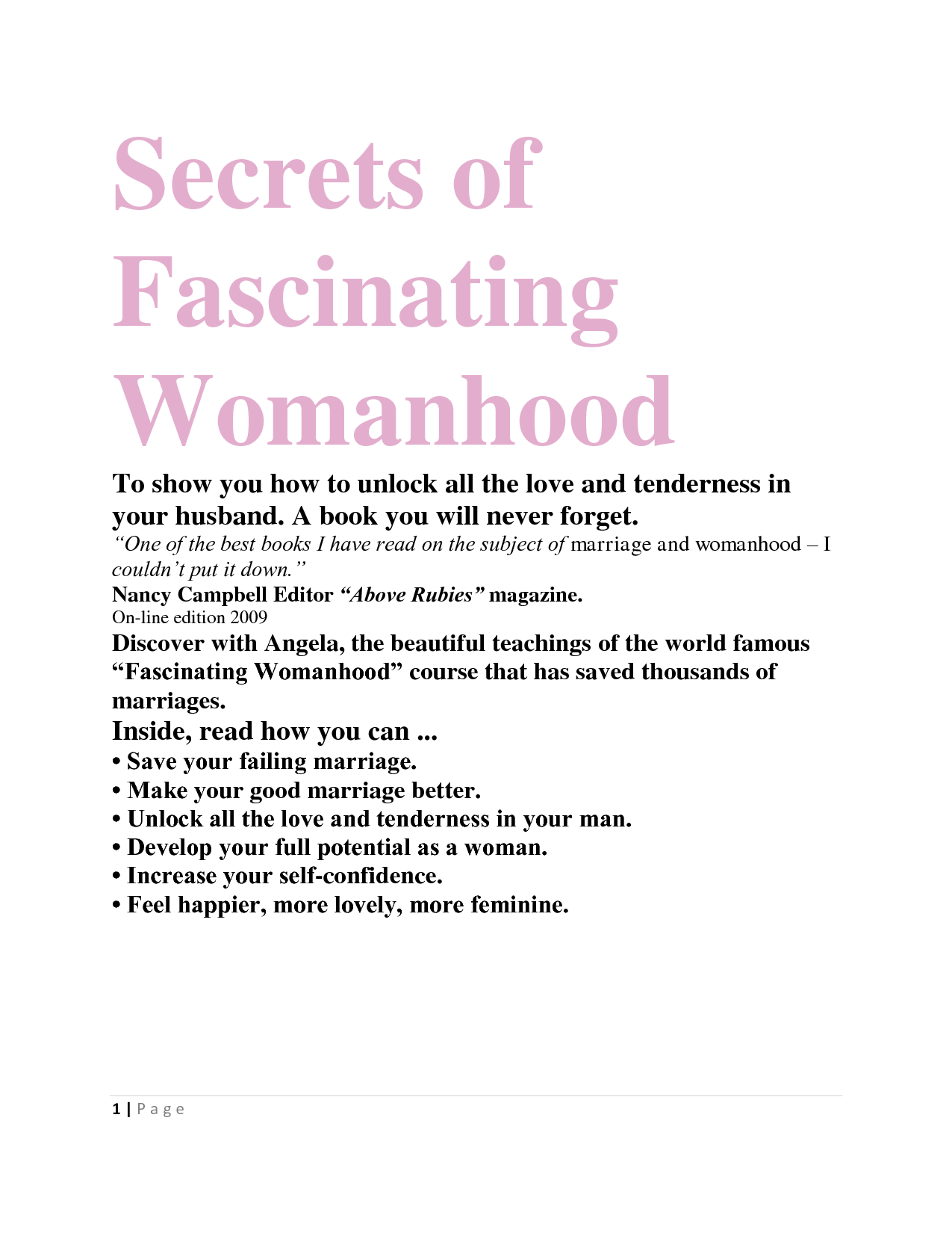 secrets of fascinating womanhood classes