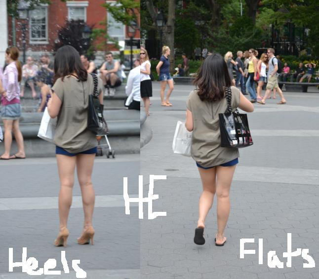 with and without heels