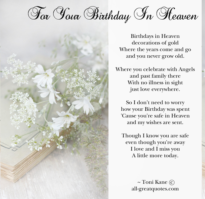 Birthday In Heaven Quotes To Post On Facebook Quotesgram
