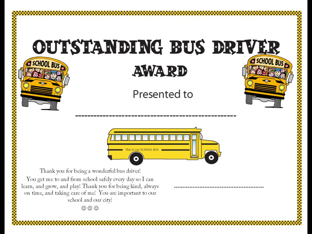 Free Printable Bus Driver Day Cards