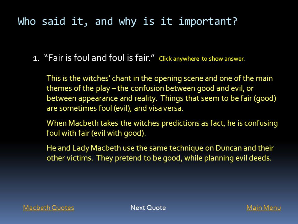 Examples Of Fair And Foul Is Fair In Macbeth