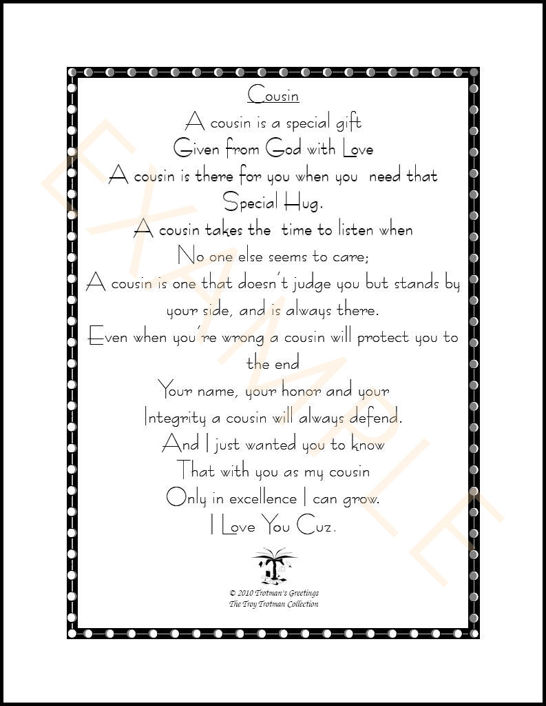 Quotes Or Poems About Cousins Quotesgram