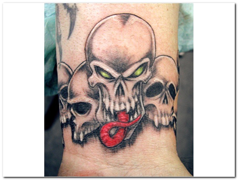 Flaming Skull Evil Tattoo Design