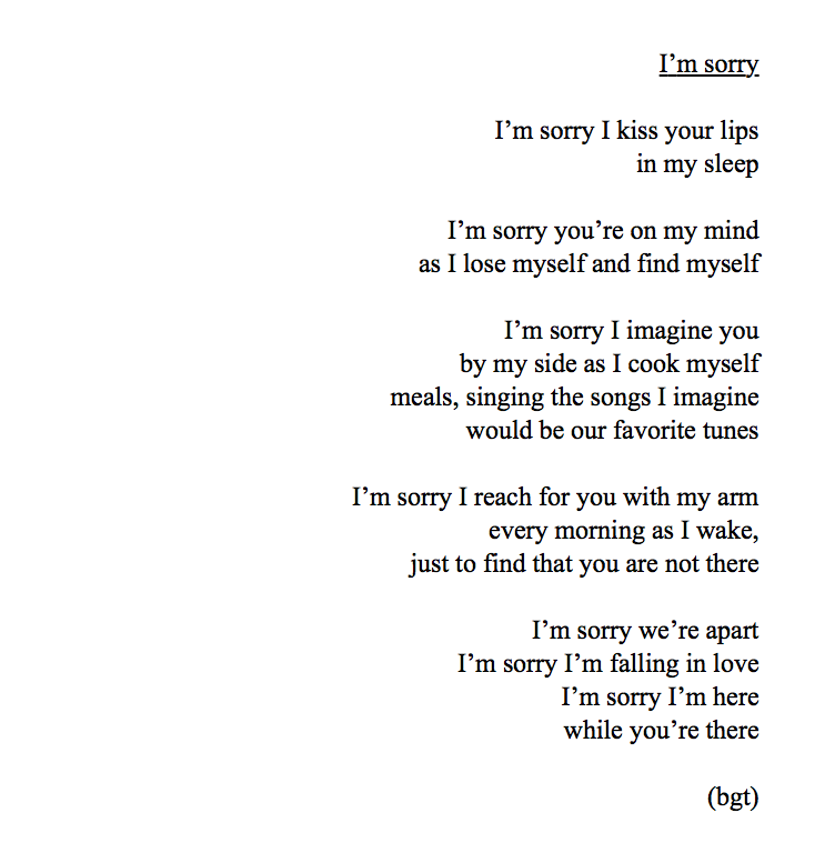 Sorry being poems about Sorry Friend