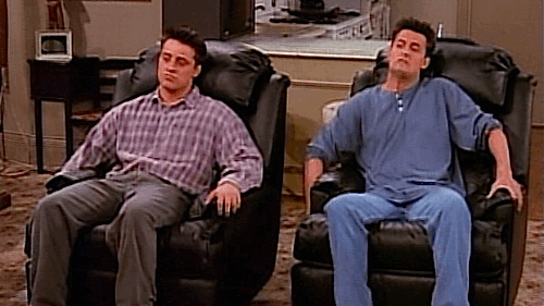 joey with all of chandler's clothes on