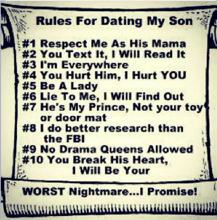 7 rules for dating my son