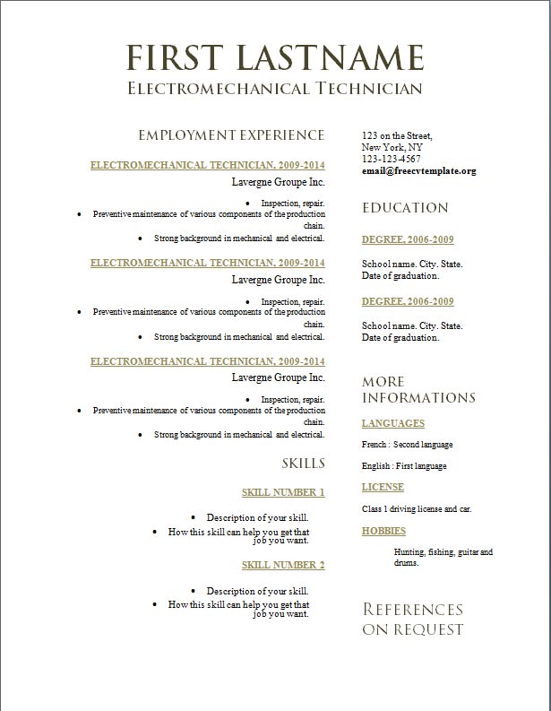 Curriculum vitae examples pdf picture