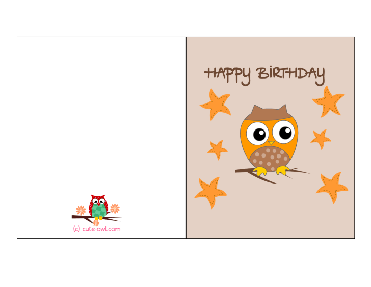 Free Printable Owl Birthday Card For 4 Year Old Boy