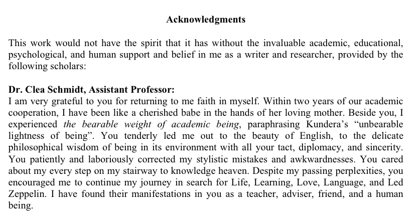 acknowledgement in bachelor thesis
