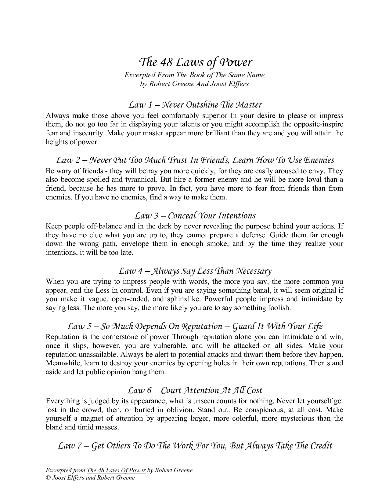 Robert Greene 48 Laws Of Power Quotes. QuotesGram