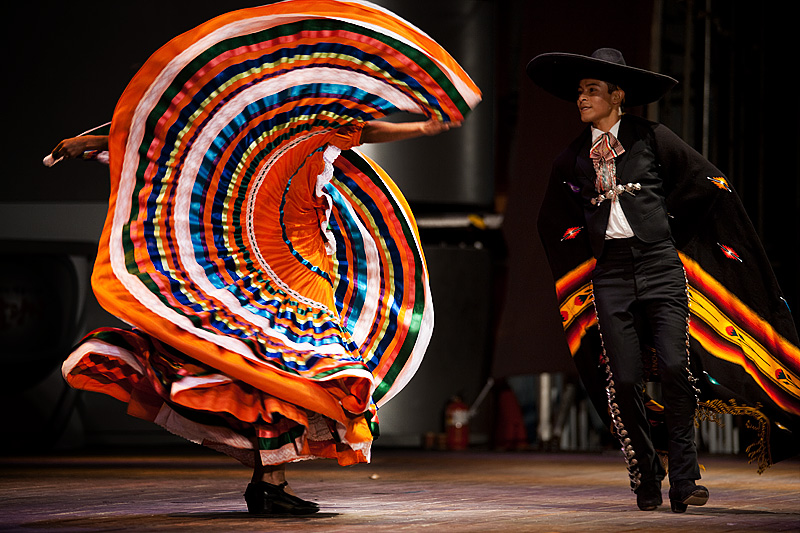 Traditional Mexican Black Multicolor Maxi Folkloric Dance Dress