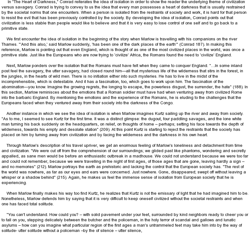 Heart of darkness civilization essay
