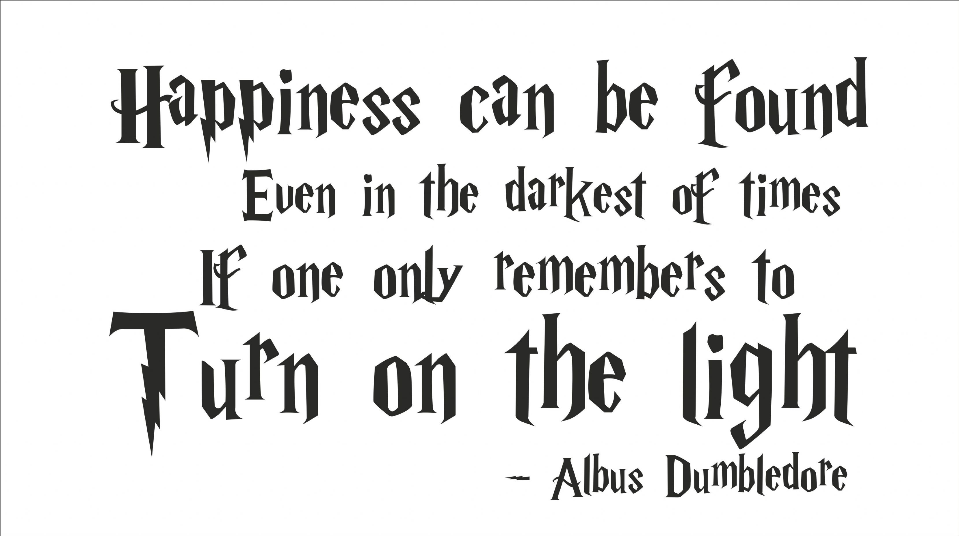 DUMBLEDORE TURN ON THE LIGHT Harry Potter Quote Bedroom Sticker Wall Art NEW 