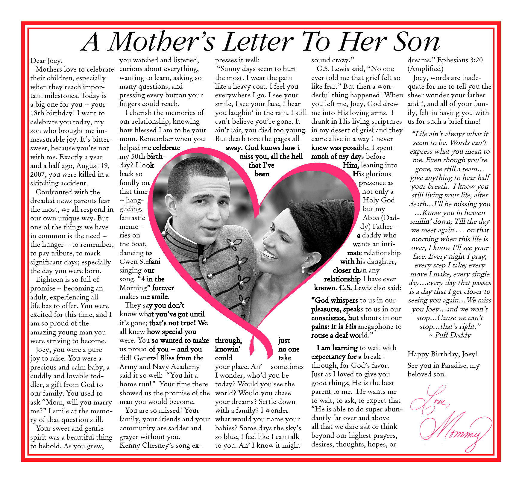 Quotes From A Mother To Her Son Quotesgram