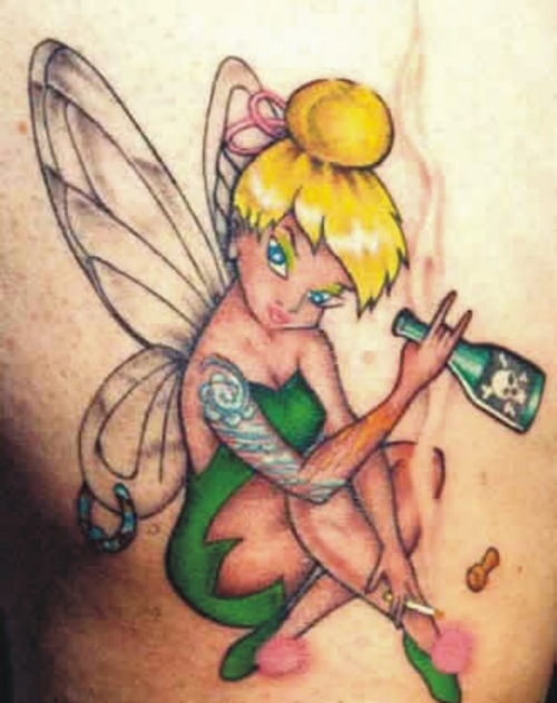 Nice Grey And White Tinkerbell Tattoo Design
