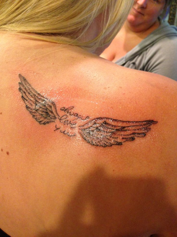 Little shoulder blade tattoo done in memory of