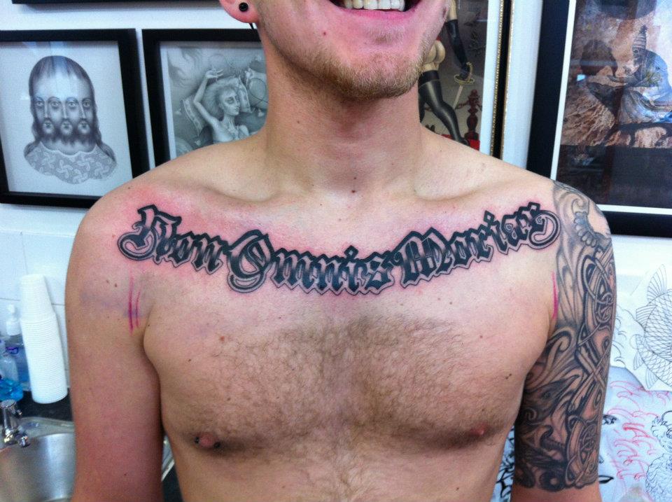 Chest Script Tattoo Quotes Quotesgram