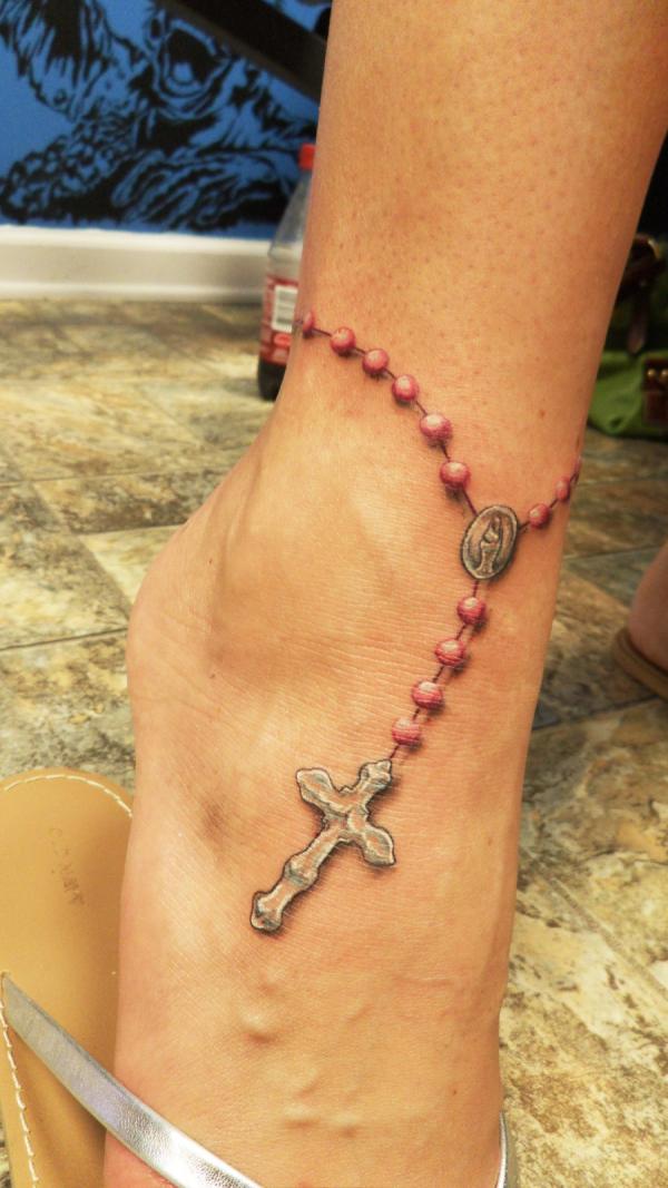 My rosary tattoo  Rosary tattoo Purple tattoos Rosary bead tattoo