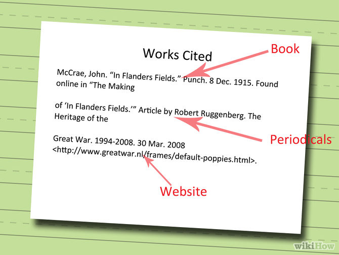 how to make a work cited page for websites