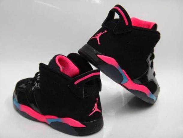 pink and black jordans for girls