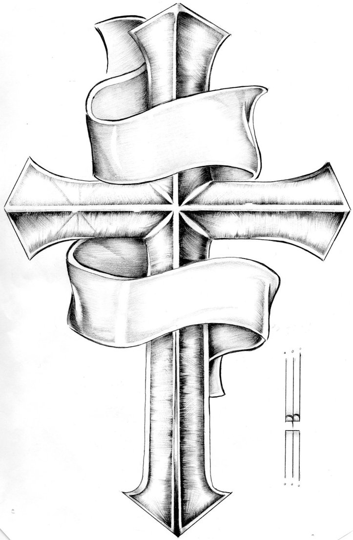 cross  colon cancer ribbon tattoo