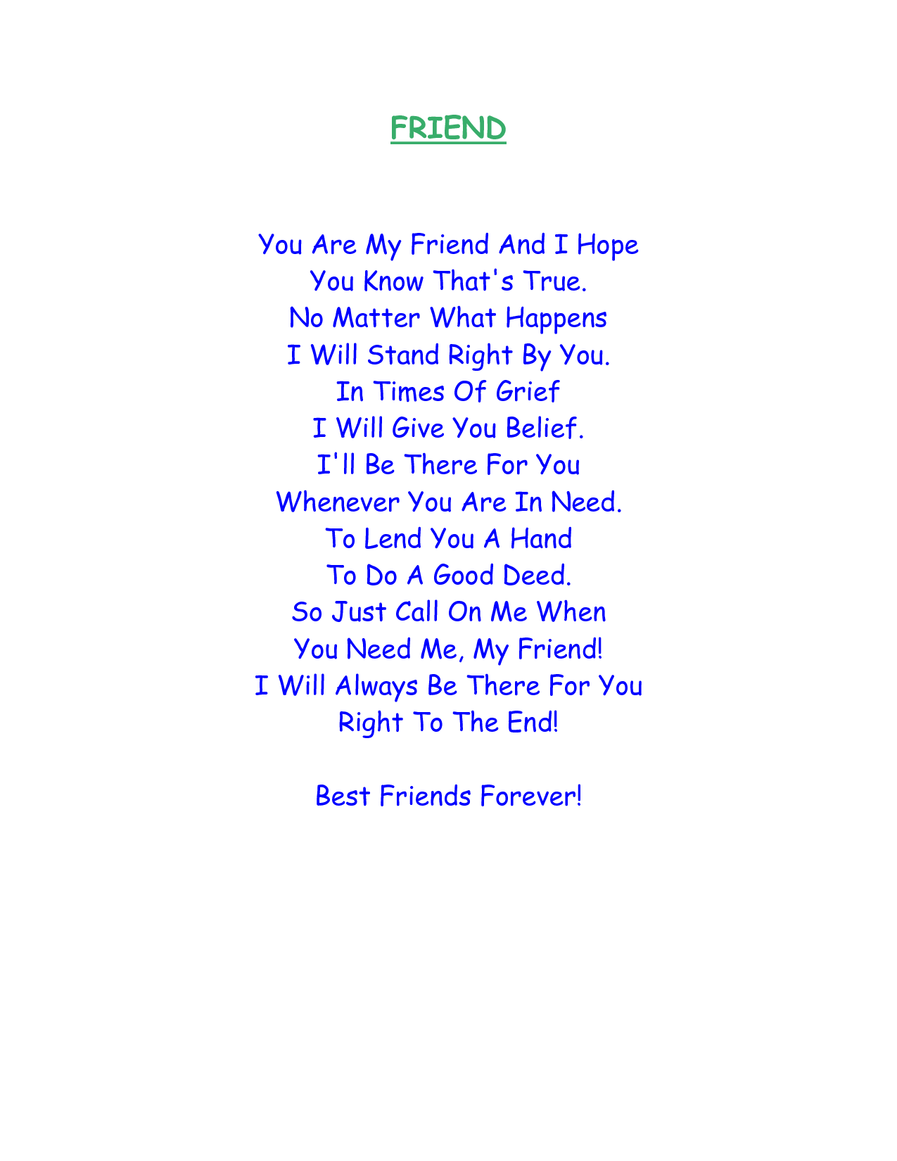 Poems short bestfriend Friendship Poems