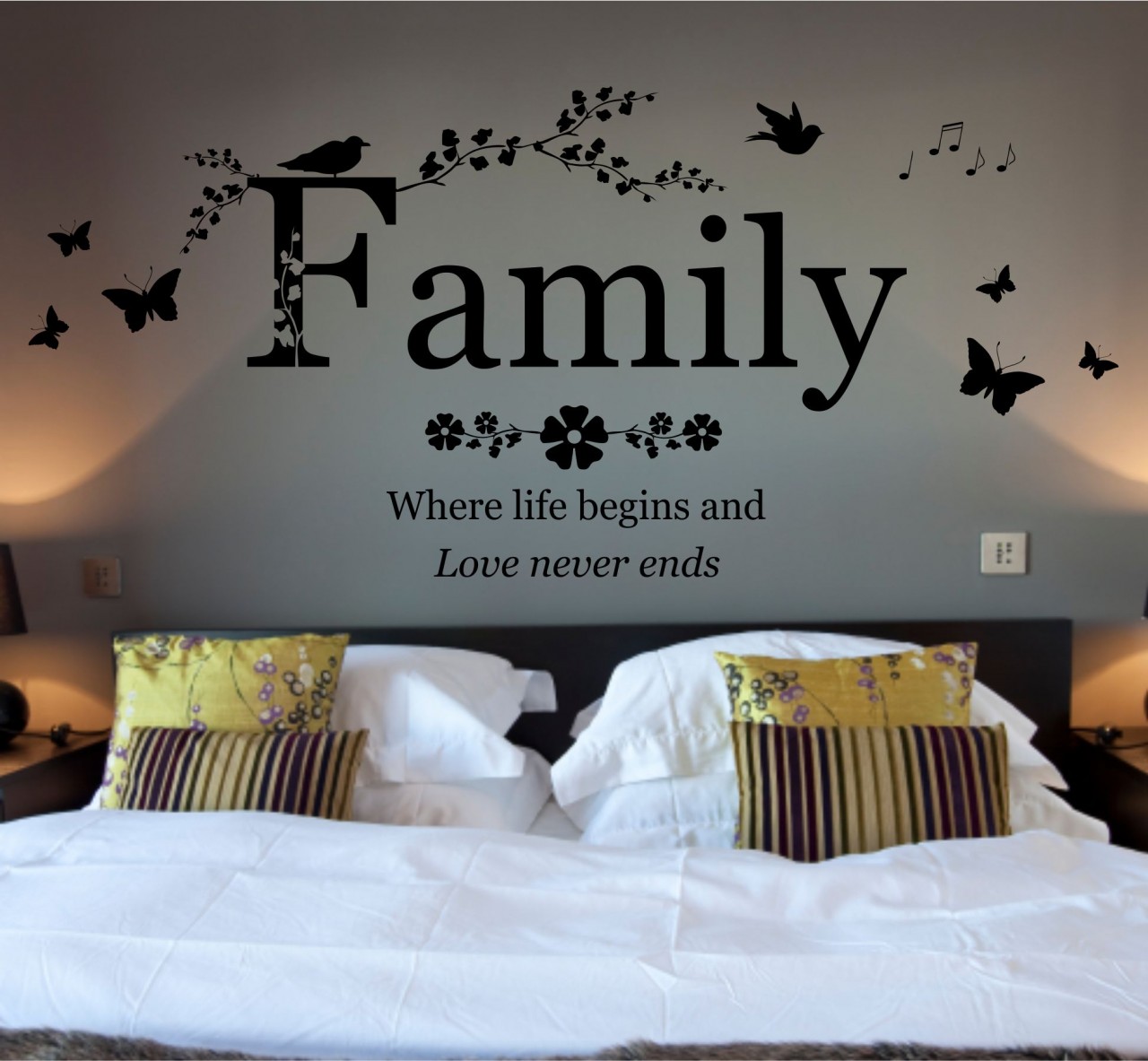 Vinyl Word Quote Family Wall Stickers Mural Home Bedroom Living Room Art Decal 
