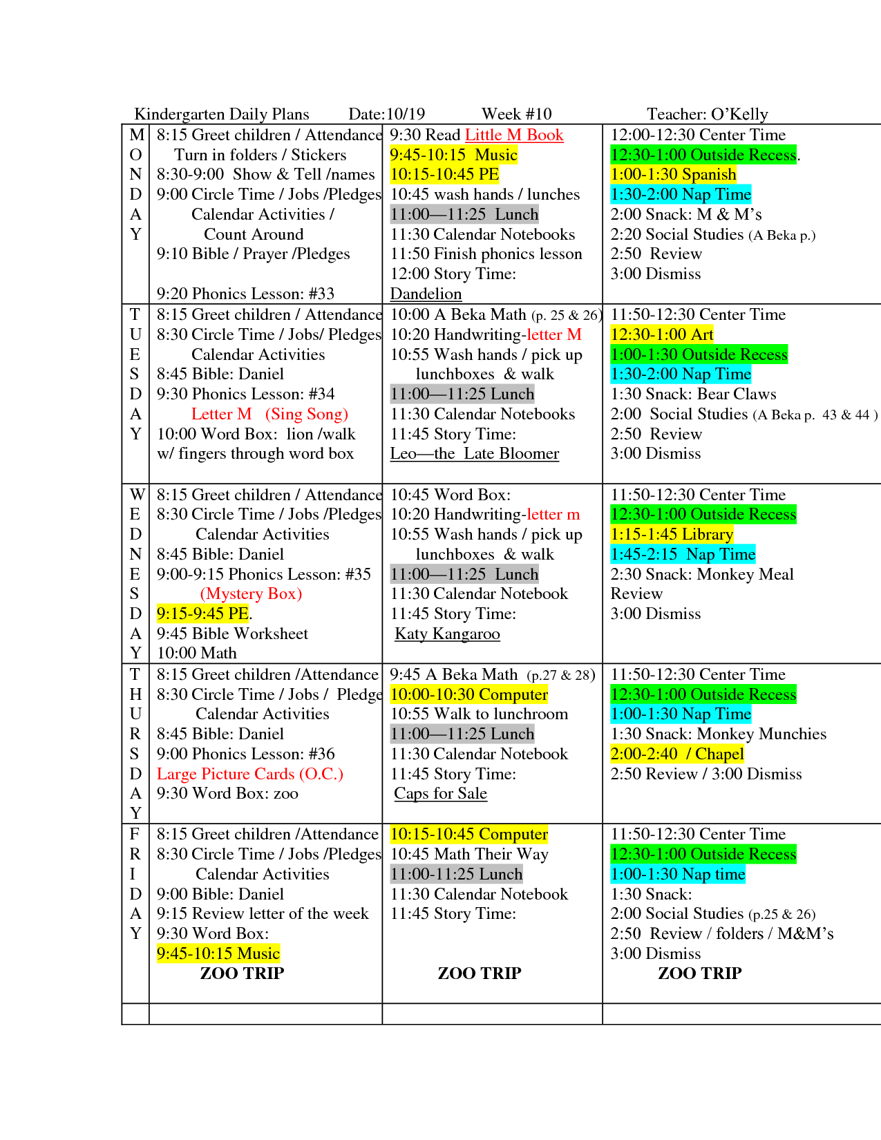 examples of udl color lesson plans