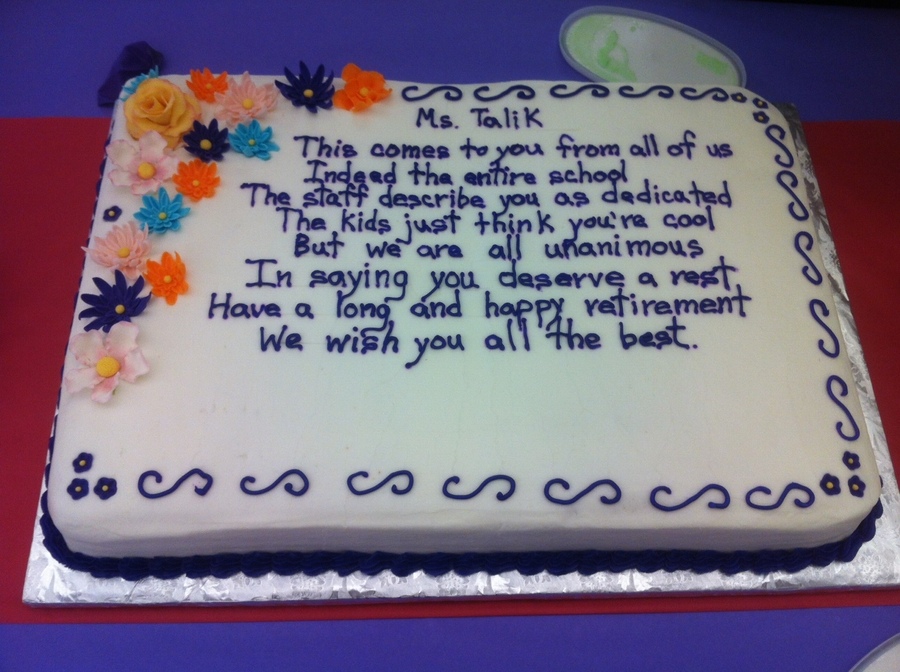 Quotes For Teacher Retirement Cakes Quotesgram