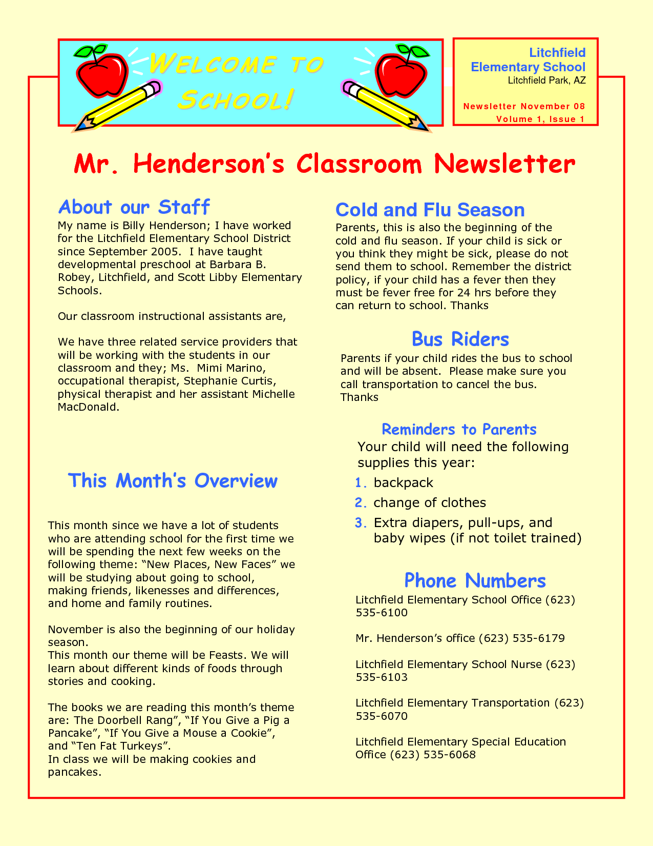 preschool newsletter for parents