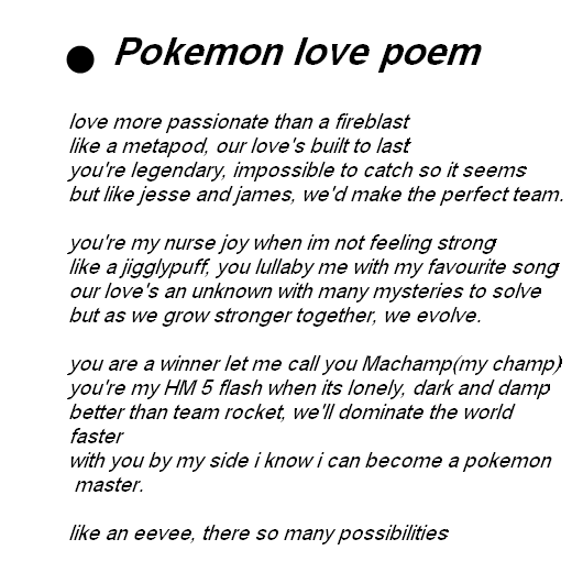 Cute Pokemon Poems