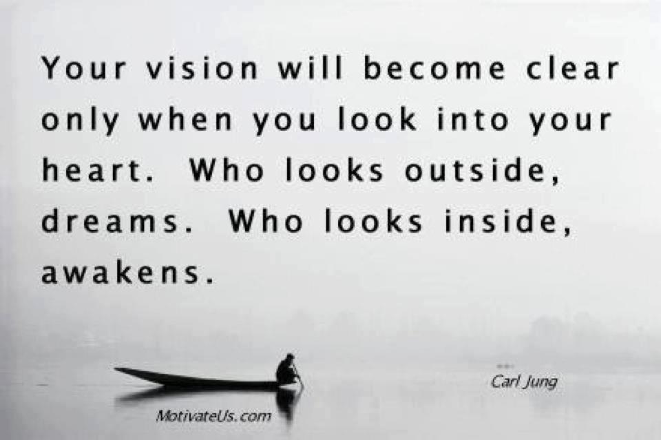 Юнг Visions. Who looks outside Dreams who. Quotes about ideas. My Vision is Clear my will absolute.