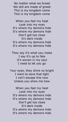 Demons Imagine Dragons Full Quotes Quotesgram