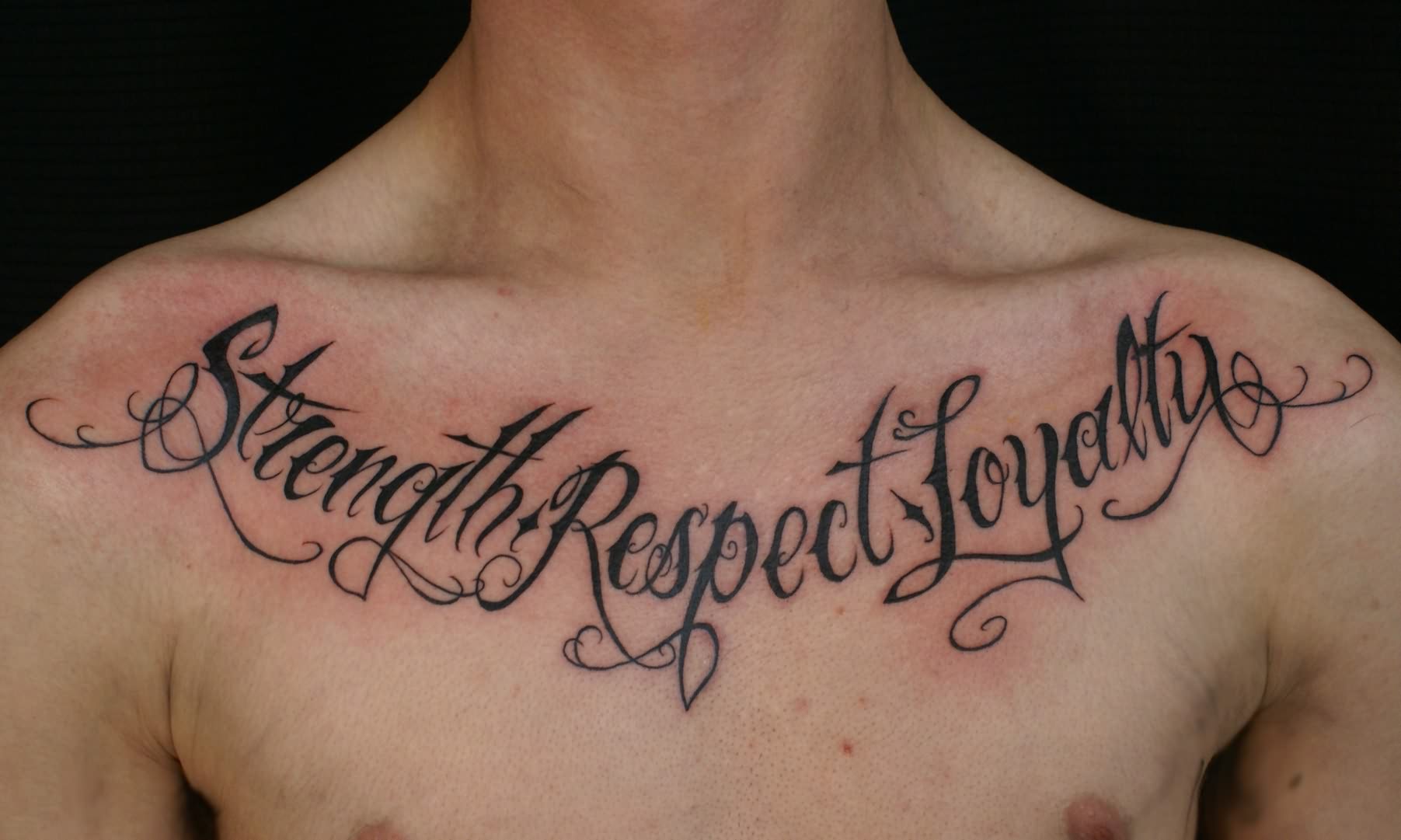 Small script chest tattoo for ladies - wide 11
