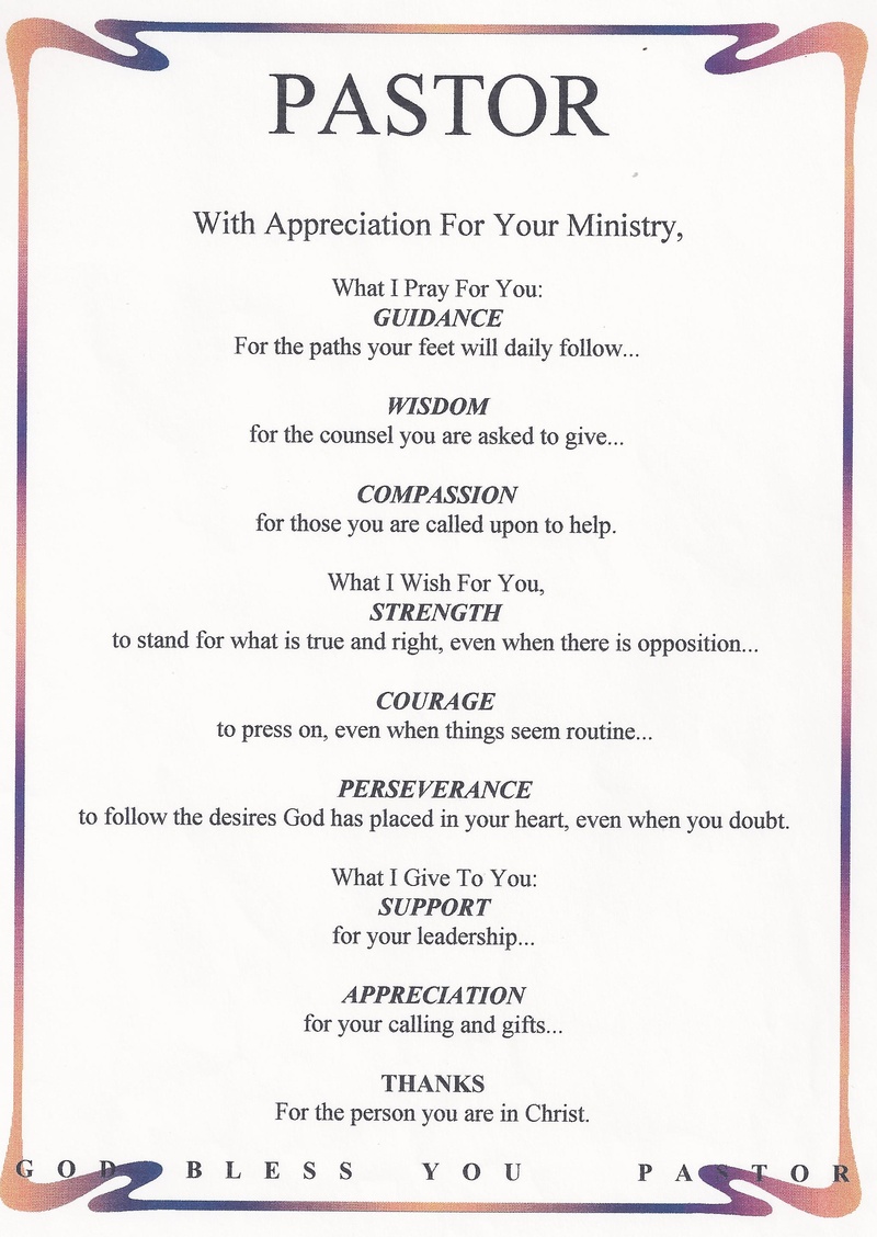 Free Printable Pastor Appreciation Poems - Printable World Holiday