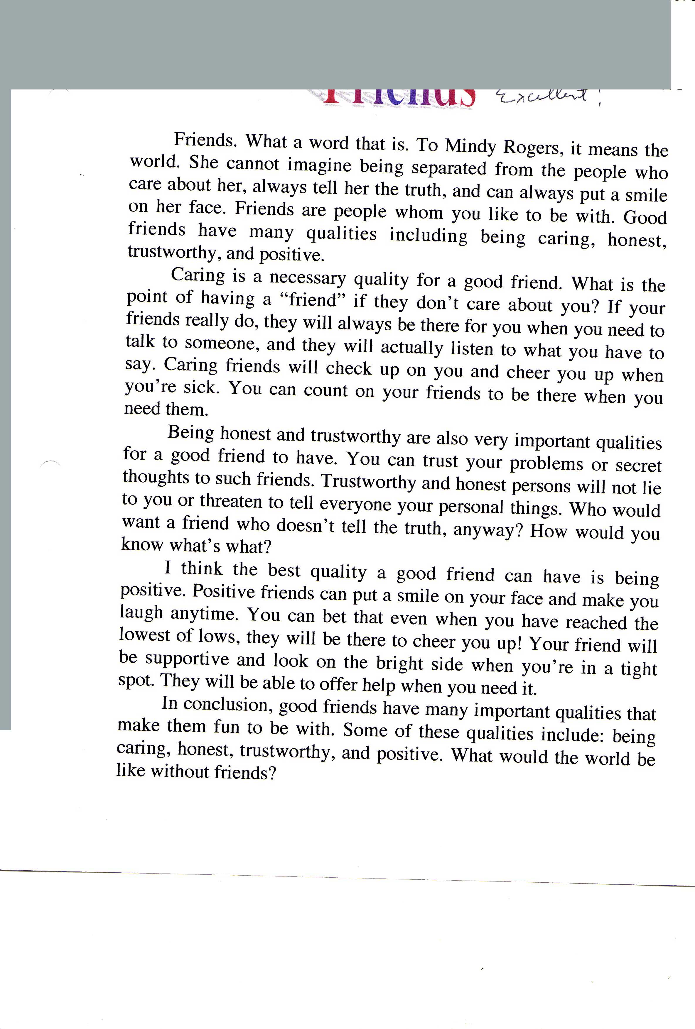 reflection essay about friendship