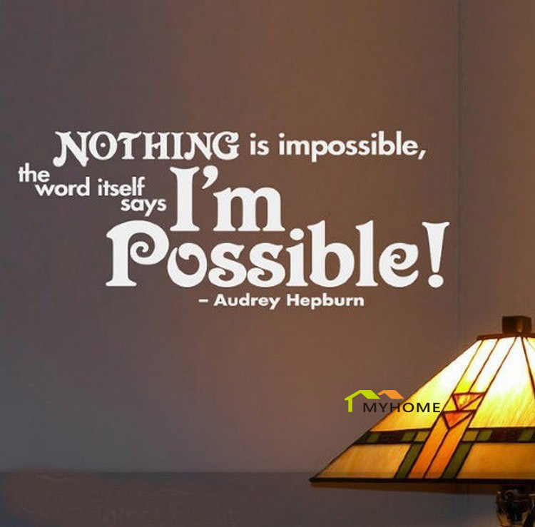 Motivation Quote Words Impossible Decal Bedroom Possible Inspiring Wall Stickers