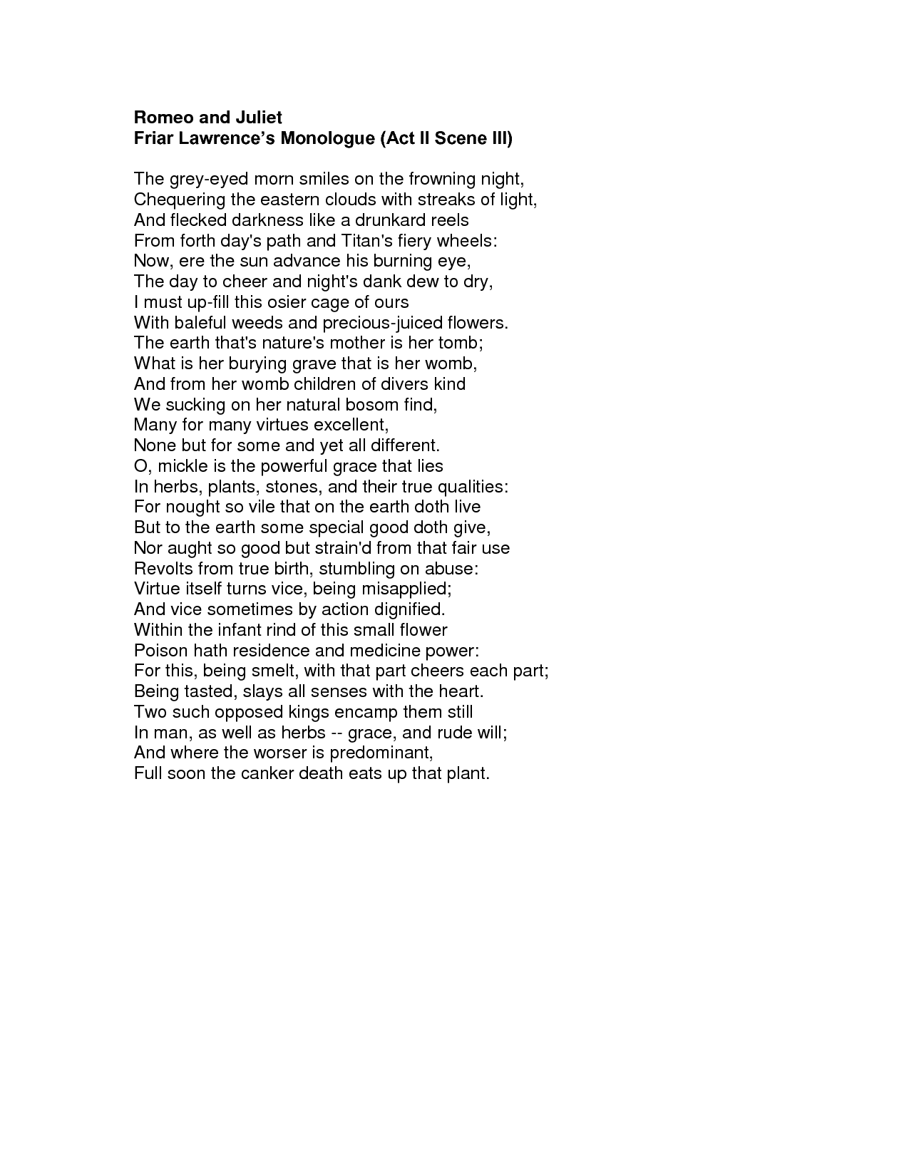 Romeo And Juliet Quotes Friar Lawrence. QuotesGram