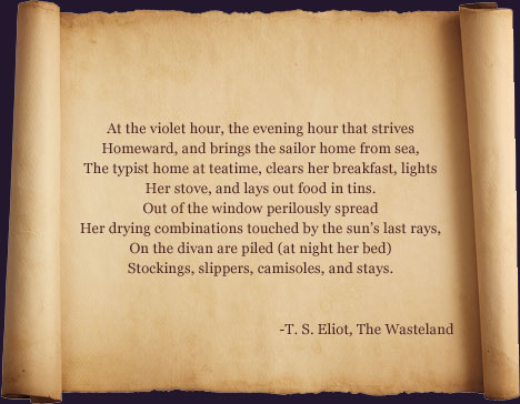 the theme behind ts eliot poem the waste land There are many themes in ts eliot's the wasteland, but the primary focus of the poem is arguably the fragmented and damaged nature of the human psyche and society in the aftermath of world war i. the theme behind ts eliot poem the waste land There are many themes in ts eliot's the wasteland, but the primary focus of the poem is arguably the fragmented and damaged nature of the human psyche and society in the aftermath of world war i.