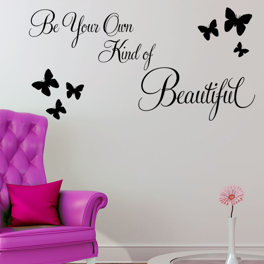 thumbnail image 2 of "Be Your Own Kind Of Beautiful" Inspirational Wall Sticker - Bedroom Decor By Edecoruk 2 of 5