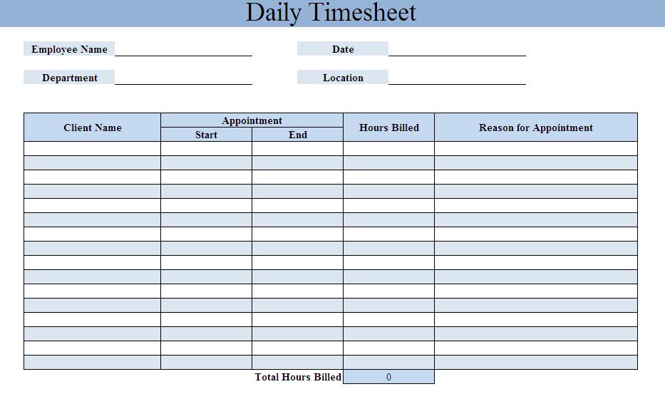 Daily Timesheet Template Free 6B644c88ae130b65275b5c0f8f551f6a