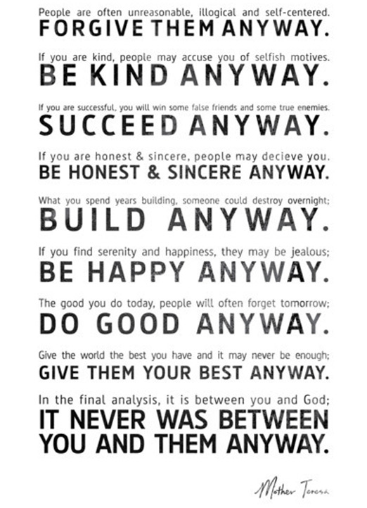 Mother Teresa Prayer Anyway Best Quotes From Mother Teresa. Quotesgram
