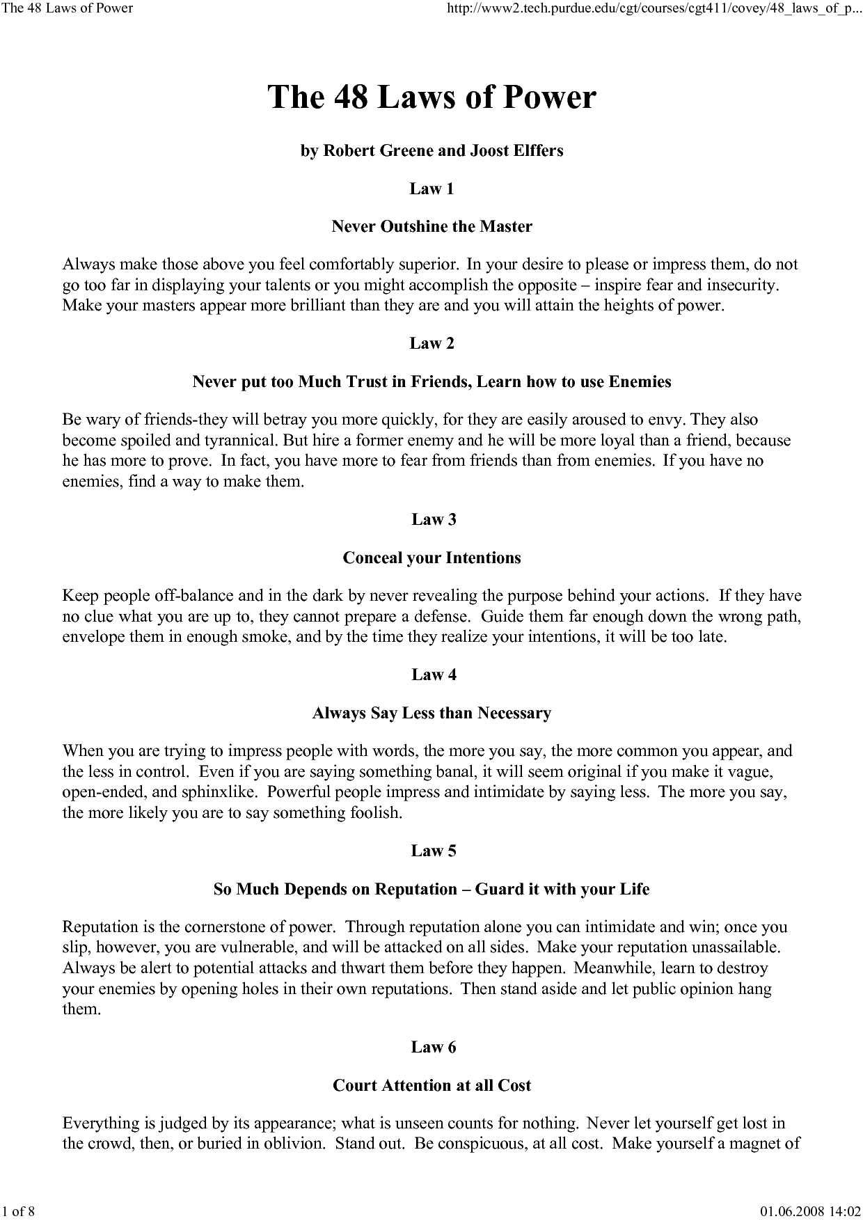 Robert Greene 48 Laws Of Power Quotes. QuotesGram