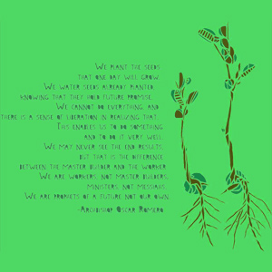 Oscar Romero Quote: It helps, now and then, to step back and take a long view