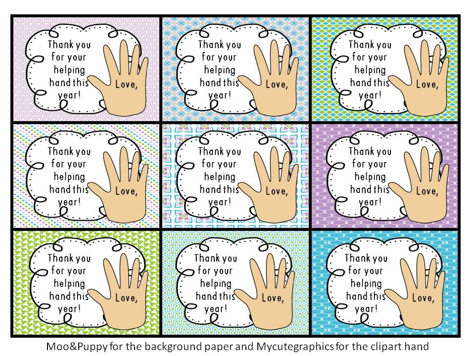 Thank You For Your Helping Hands Free Printable FREE PRINTABLE TEMPLATES