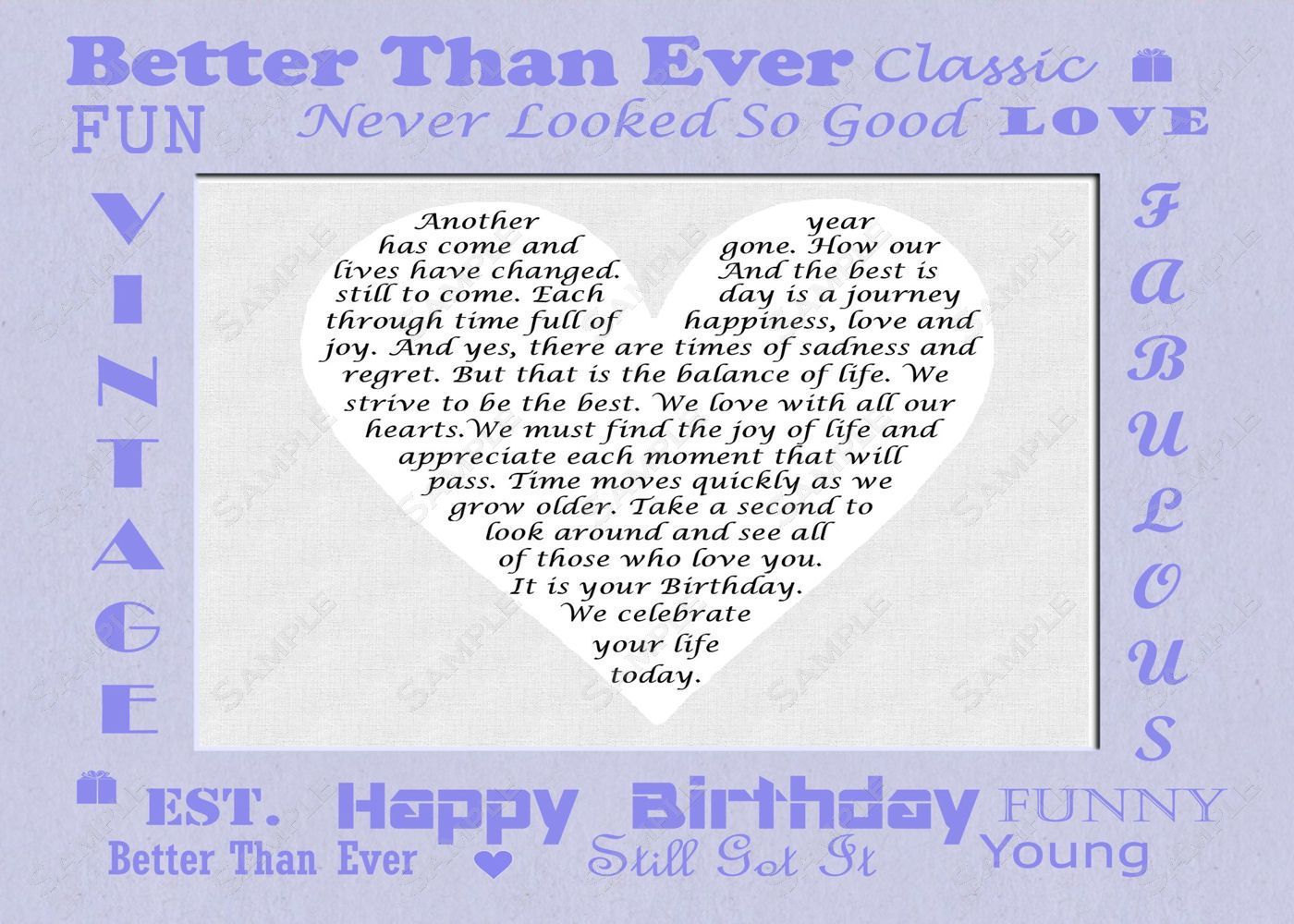 A 60th 70th 80th Birthday Gift Present Poem for a Special Aunt #67 
