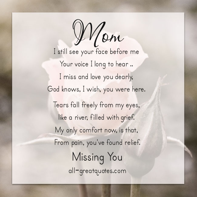 missing mom in heaven poems