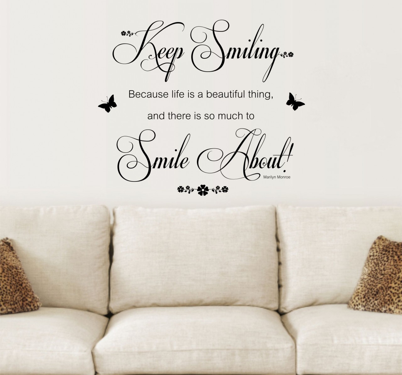 Smile The Most Beautiful Wall Sticker Home Quotes Inspirational Love MS254VC 